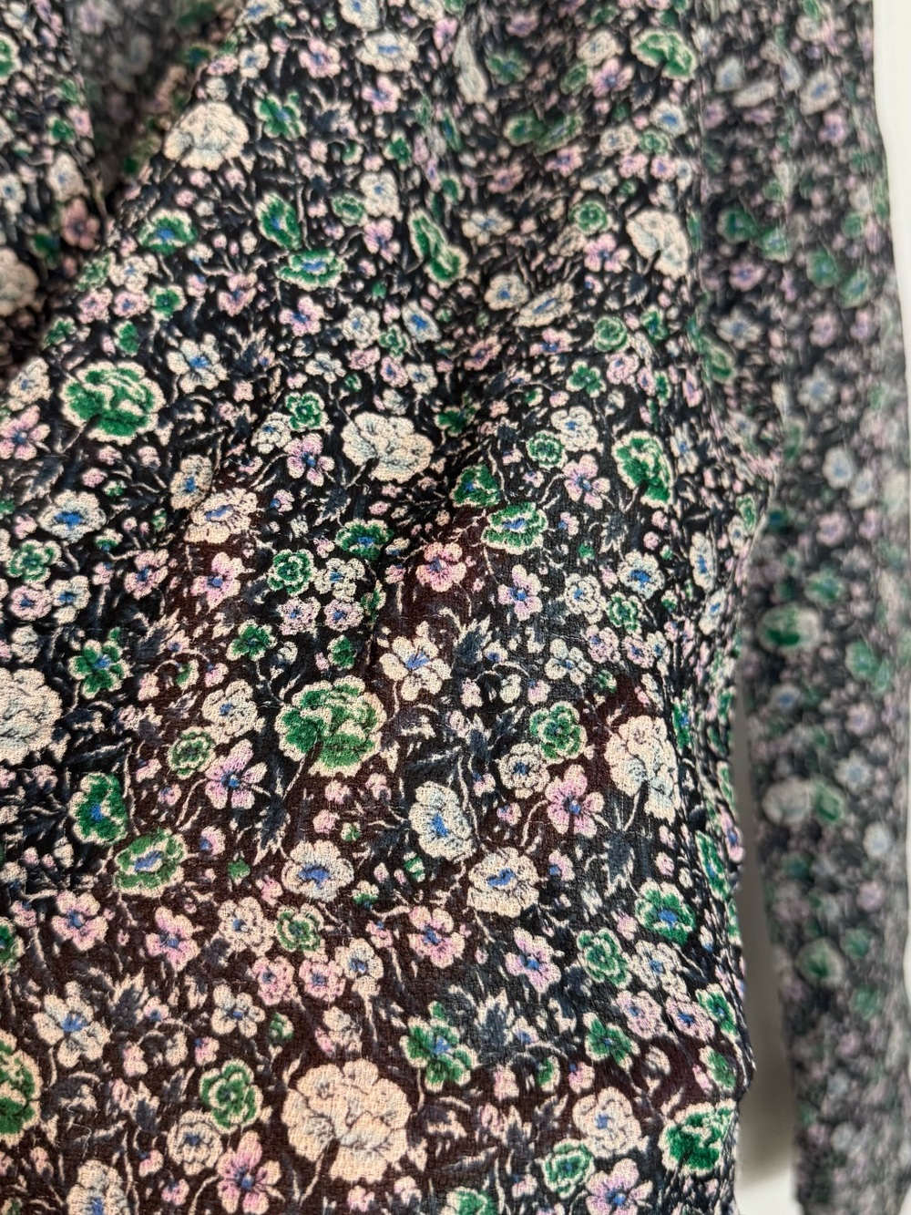 Rebecca Taylor Floral 100% Silk Popover Blouse Top Long Sleeve Size 6 V-Neck - Picture 9 of 11